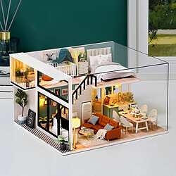 Kit De Maison De Poupée Miniature Bricolage Avec Maison En Bois De Meubles Avec Preuve De La Poussière pas cher