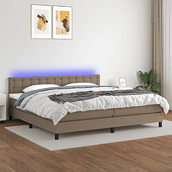 vidaXL Sommier à lattes de lit et matelas et LED Taupe 200x200cm Tissu 