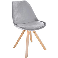 Decoshop26 Chaise de salle à manger x1 style scandinave en velours gris clair pieds en bois clair 10_0001474 