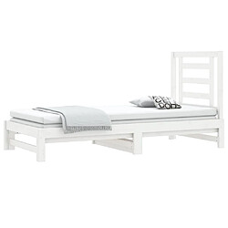 Avis Maison Chic Lit d'appoint Blanc 2x(90x200)cm,Lit coulissant Lit de repos Bois de pin massif -GKD36922