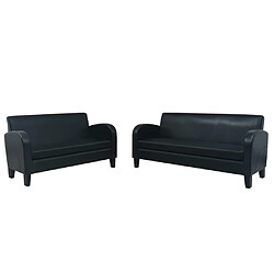 vidaXL Ensemble de canapés 2 pcs cuir synthétique noir