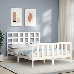 Maison Chic Cadre/structure de lit avec tête de lit pour adulte - Lit Moderne Chambre blanc 120x200 cm bois massif -MN83663