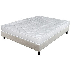 Ebac Matelas et sommier 160x200 Mousse - Newkit - Soutien medium - Sommier démonté - Crème