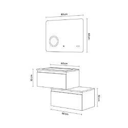 Kiamami Valentina ARMOIRE DE TOILETTE MURALE DE 90 CM, GRIS FONCÉ, AVEC MIROIR TACTILE 60X80 LED | SEATTLE pas cher