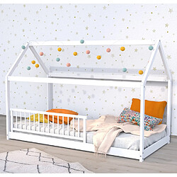 Le Quai Des Affaires Lit cabane PANDA 90x190 + 1 sommier + barrière /Blanc 