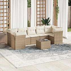 Maison Chic Salon de jardin avec coussins 8 pcs | Ensemble de Table et chaises | Mobilier d'Extérieur beige résine tressée -GKD11026