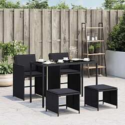 Maison Chic Ensemble à manger d'extérieur 5 pcs avec coussins,Salon de jardin,Mobilier de jardin Noir Résine tressée -GKD147427