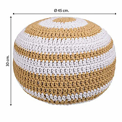 Pouf Alexandra House Living Blanc Marron polystyrène 45 x 30 x 45 cm pas cher