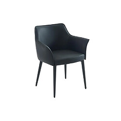 Avis Vente-Unique Lot de 6 chaises avec accoudoirs en simili et métal - Noir - MIALOV