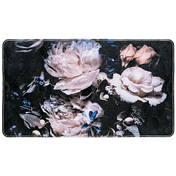 WENKO Tapis de baignoire antidérapant fleurs Peony - L. 70 x l. 40 cm - Noir