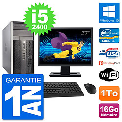 PC Tour HP Pro 6300 CMT Ecran 27" i5-2400 RAM 16Go Disque 1To Windows 10 Wifi · Occasion 