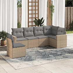 vidaXL Salon de jardin avec coussins 6 pcs beige résine tressée