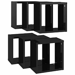 Maison Chic Lot de 6 Étagères cube murales,Etagère de rangement flottantes Noir brillant 26x15x26 cm -MN70308 pas cher