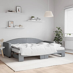 Maison Chic Lit d'appoint avec gigogne et matelas | Lit de jour | Lit de repos gris clair 80x200 cm tissu -GKD85005