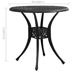 vidaXL Table de jardin Noir 78x78x72 cm Aluminium coulé pas cher