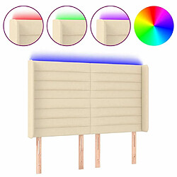 Maison Chic Tête de lit scandinave à LED,meuble de chambre Crème 147x16x118/128 cm Tissu -MN50915