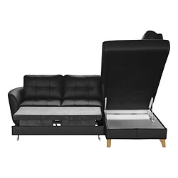 VENESETTI Canapé d'angle convertible en cuir italien de luxe 5 places NORIA avec coffre, noir, angle droit pas cher