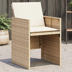 Maison Chic Lot de 4 Chaises de jardin avec coussins | chaises Relax d'extérieur beige résine tressée -GKD13007