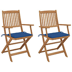 vidaXL Chaises pliables de jardin lot de 2 avec coussins Bois d'acacia