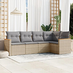 vidaXL Salon de jardin avec coussins 5 pcs beige résine tressée 