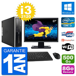 PC HP 8300 SFF Ecran 27" Intel i3-2120 RAM 8Go Disque 500Go Windows 10 Wifi - Occasion