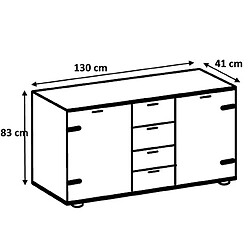 Avis Pegane Commode meuble de rangement coloris chêne foncé - Longueur 130 x Hauteur 83 x Profondeur 41 cm