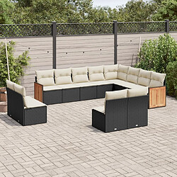 Maison Chic Salon de jardin 12 pcs avec coussins, Ensemble Tables et chaises d'extérieur noir résine tressée -GKD875789