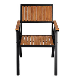 Acheter Mendler Lot de 2 chaises de jardin HWC-J95, chaise de balcon aluminium aspect bois ~ structure noire, teak