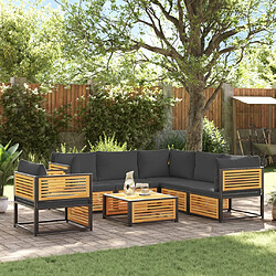 vidaXL Salon de jardin avec coussins 7 pcs bois massif d'acacia 