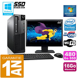 PC Lenovo M92p SFF Intel G630 Ram 16Go Disque 480 Go SSD Wifi W7 Ecran 22" · Occasion 