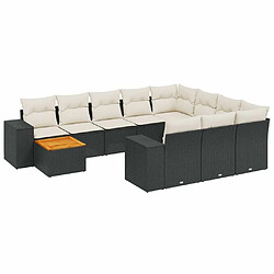 Maison Chic Salon de jardin 11 pcs avec coussins, Ensemble Tables et chaises d'extérieur noir résine tressée -GKD458300