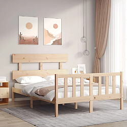 Maison Chic Cadre/structure de lit avec tête de lit pour adulte - Lit Moderne Chambre 120x200 cm bois massif -MN29502