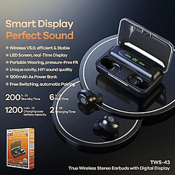 Acheter Universal TWS-43 Affichage numérique Véritable casque Bluetooth stéréo sans fil