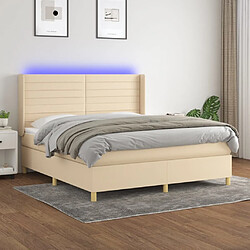 vidaXL Sommier à lattes de lit matelas et LED Crème 160x200 cm Tissu 