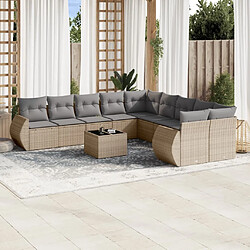 Maison Chic Salon de jardin 11 pcs avec coussins | Ensemble de Table et chaises | Mobilier d'Extérieur beige résine tressée -GKD82325