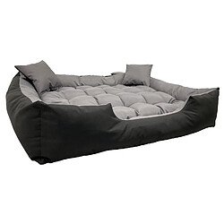 Lit pour chien et chat avec coussin Ecco Nylon imperméable Lavable (Dimensions intérieures : 40x30 / Dimensions extérieures : 55x45cm, Gris/noir) 