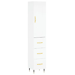 Maison Chic Buffet,Meuble de Rangement,commode pour salon,Cuisine Blanc 34,5x34x180 cm Bois d'ingénierie -MN80638