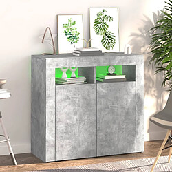 Acheter Maison Chic Buffet commode,console avec lumières LED pour rangement gris béton 80x35x75 cm -MN10807