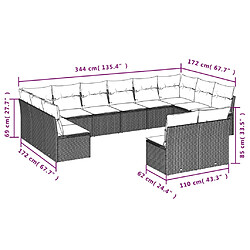 Acheter vidaXL Salon de jardin avec coussins 12 pcs marron résine tressée