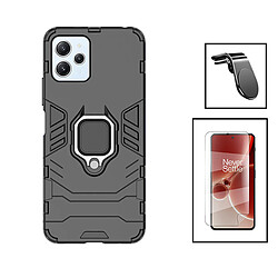 PHONECARE Kit Film Hydrogel Full Cover Avant + Coque 3X1 Military Defender + Support Magnétique L pour Xiaomi Redmi 12 - Noir