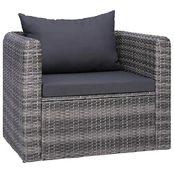 Maison Chic Chaise de jardin avec coussin - Fauteuil d'extérieur et oreiller Résine tressée Gris -MN56656