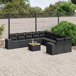 Maison Chic Salon de jardin 11 pcs avec coussins, Ensemble Tables et chaises d'extérieur noir résine tressée -GKD352690