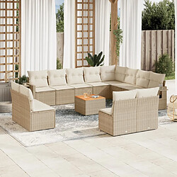 vidaXL Salon de jardin avec coussins 13 pcs beige résine tressée