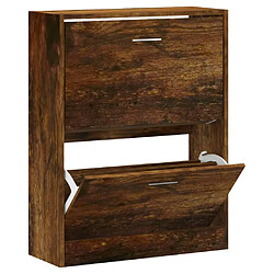 vidaXL Armoire à chaussures Chêne fumé 63x24x81 cm Bois d'ingénierie