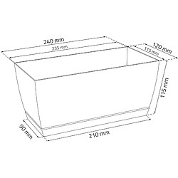 WellHome 2x Jardinier en plastique Coque Coubi P en couleur blanche 24 (long) x 12 (largeur) x 11 (hauteur) cm