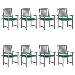 Maison Chic Lot de 8 Chaises de jardin,Fauteuil d'extérieur avec coussins Bois d'acacia solide Gris -MN86097