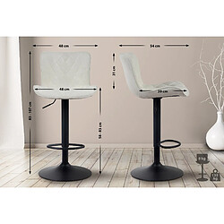 Avis Decoshop26 Lot de 2 tabourets de bar coutures décoratives pied trompette hauteur réglable en métal noir assise en tissu crème 10_0004142