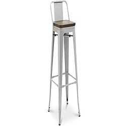 ICONIK INTERIOR Tabouret de Bar - Design Industriel - Bois et Acier - 76cm - Stylix Bleu clair