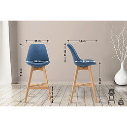 Non Lot de 2 tabourets de bar Cannes tissu naturel