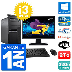 PC Tour Lenovo M83 Ecran 27" Intel i3-4130 RAM 32Go Disque 2To Windows 10 Wifi 